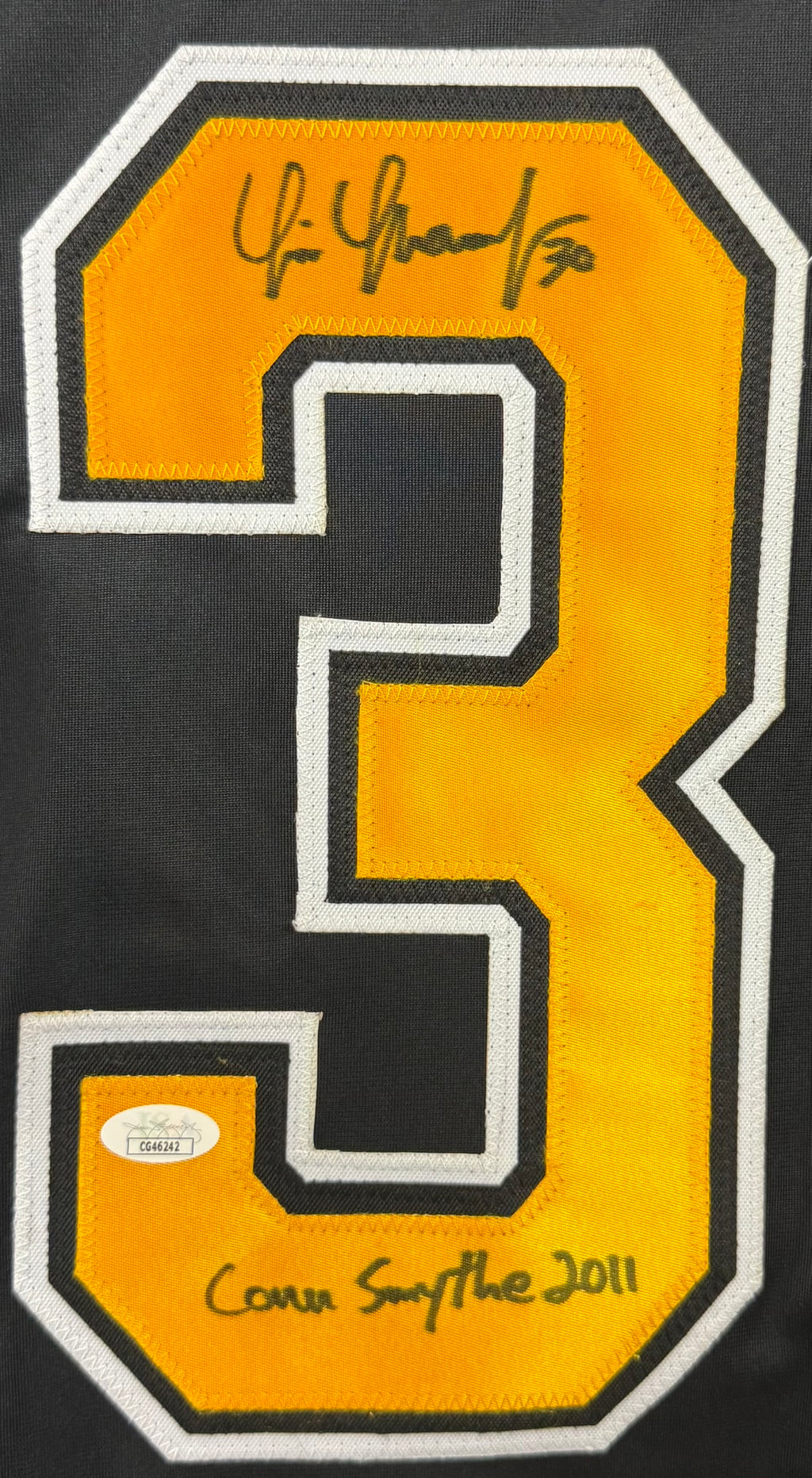 TIM THOMAS AUTOGRAPHED SIGNED INSCRIBED CUSTOM BLACK PRO STYLE JERSEY JSA COA