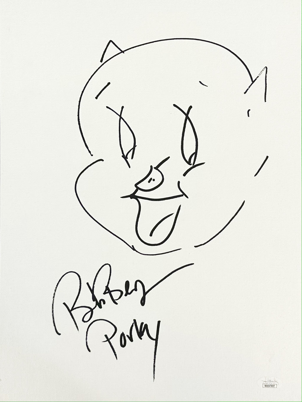 Bob Bergen autographed signed inscribed 12x16 canvas Looney Tunes JSA Porky