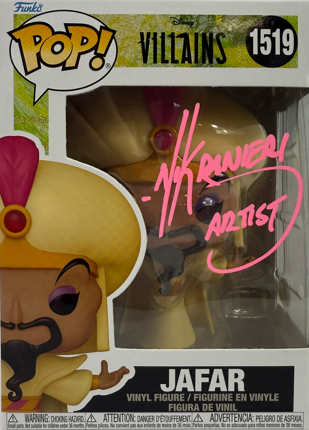 Nik Ranieri autographed signed inscribed illustrated Funko Pop JSA Disney Aladin