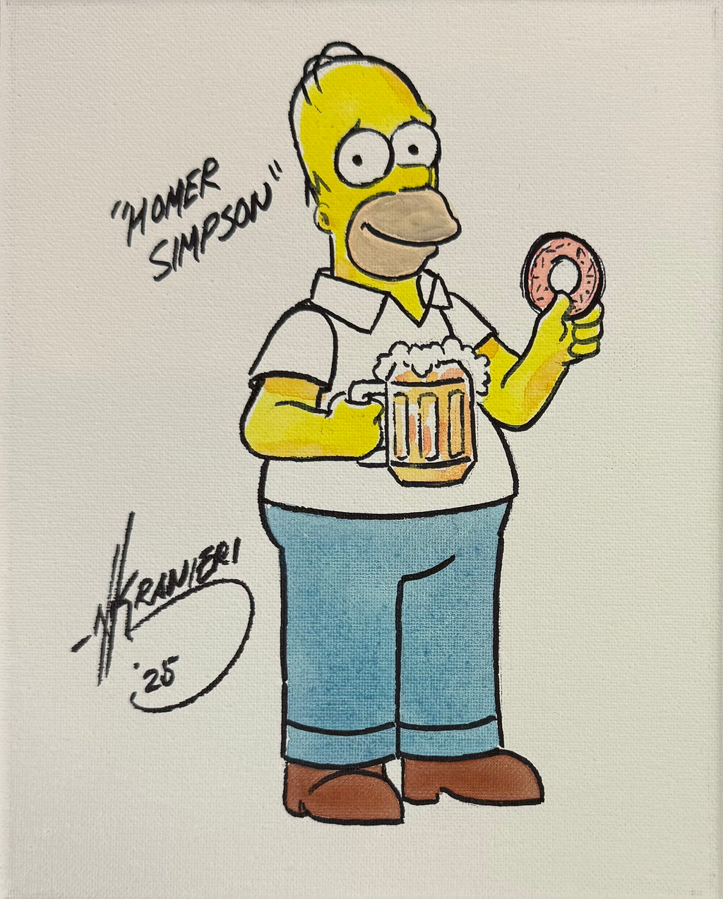 Nik Ranieri signed inscribed Original Artwork 8x10 canvas JSA Homer Simpsons