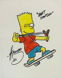 Nik Ranieri signed inscribed Original Artwork 8x10 canvas JSA Bart Simpson