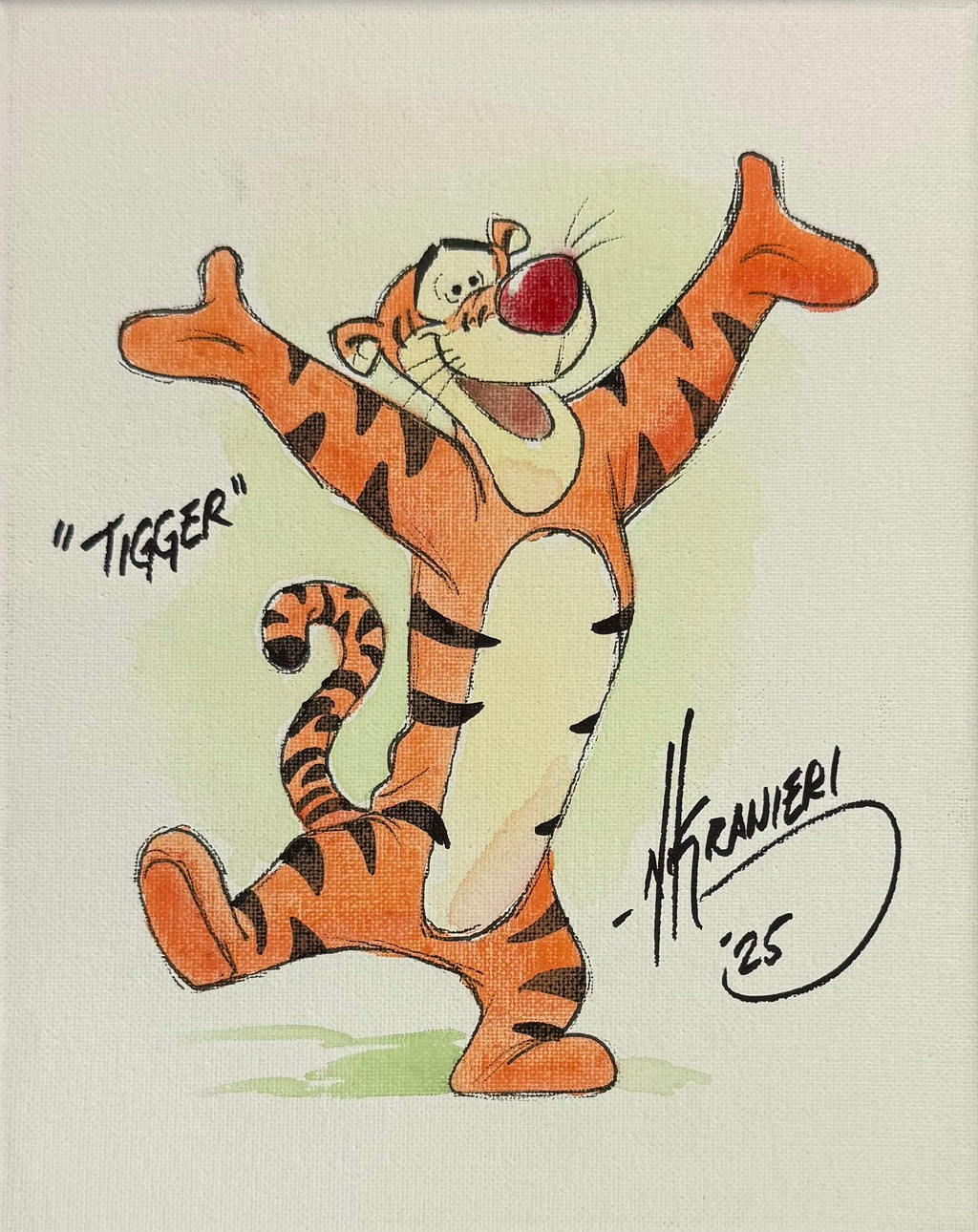 Nik Ranieri signed inscribed Original Artwork 8x10 canvas JSA Tigger Disney