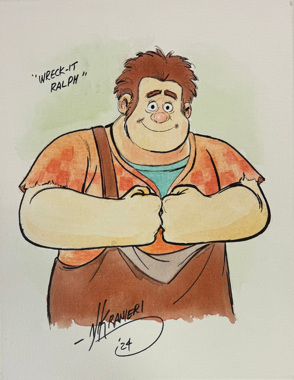 Nik Ranieri signed inscribed Original Artwork 11x14 canvas JSA Wreck-It Ralph