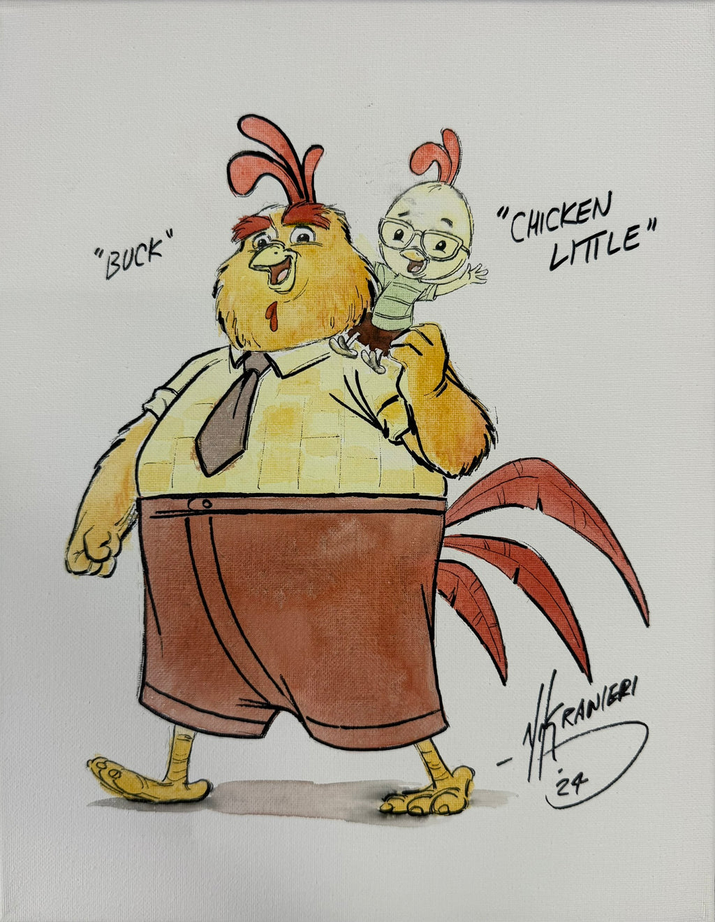 Nik Ranieri signed inscribed Original Artwork 11x14 canvas JSA Chicken Little