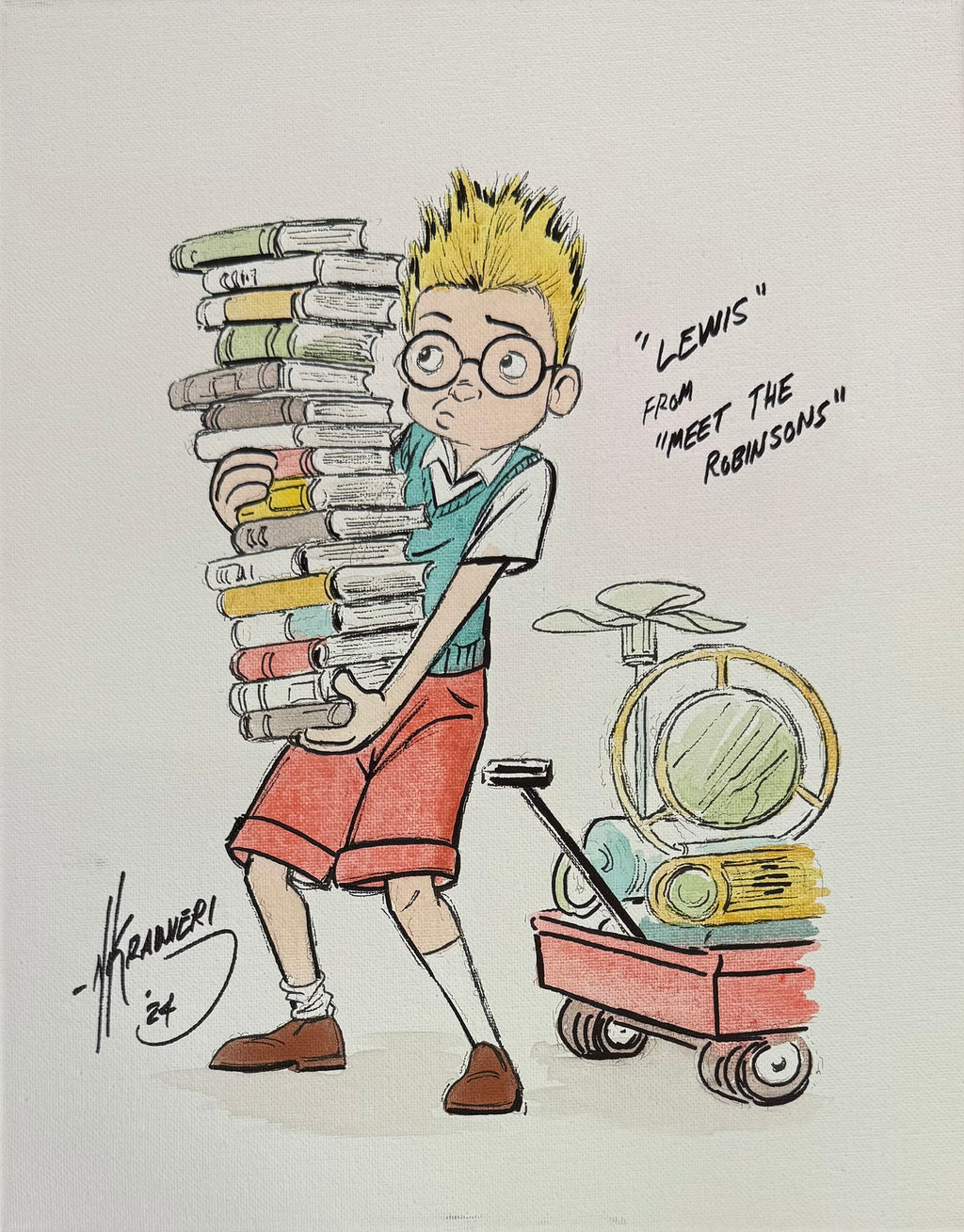 Nik Ranieri signed inscribed Original Artwork 11x14 canvas JSA Meet the Robinsons Disney