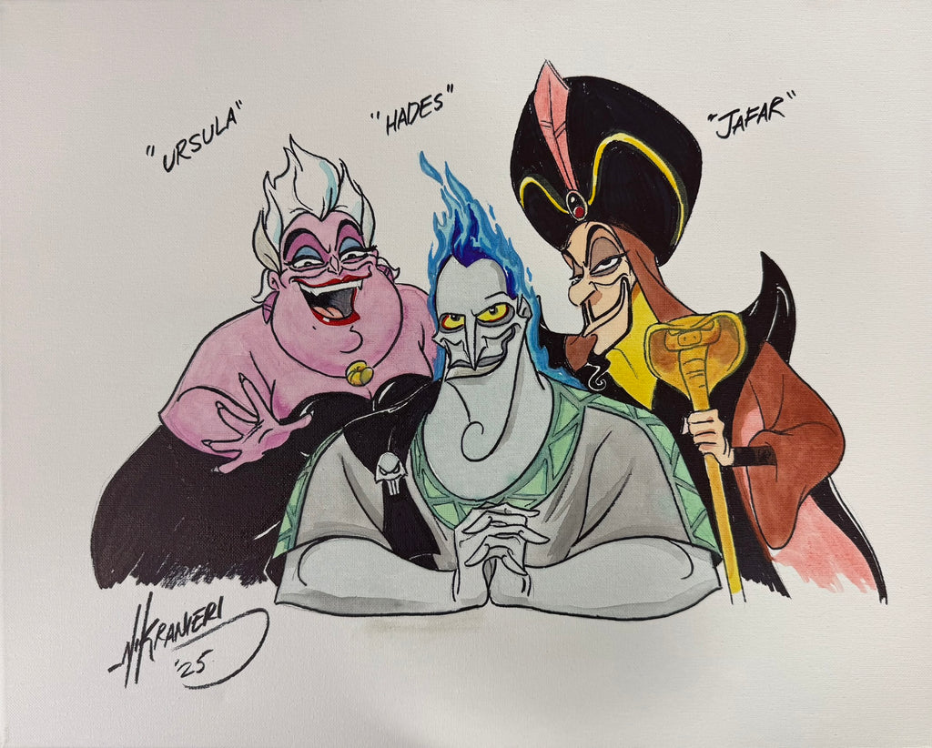 Nik Ranieri signed inscribed Original Artwork 16x20 canvas JSA Ursula Disney