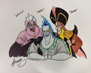 Nik Ranieri signed inscribed Original Artwork 16x20 canvas JSA Ursula Disney