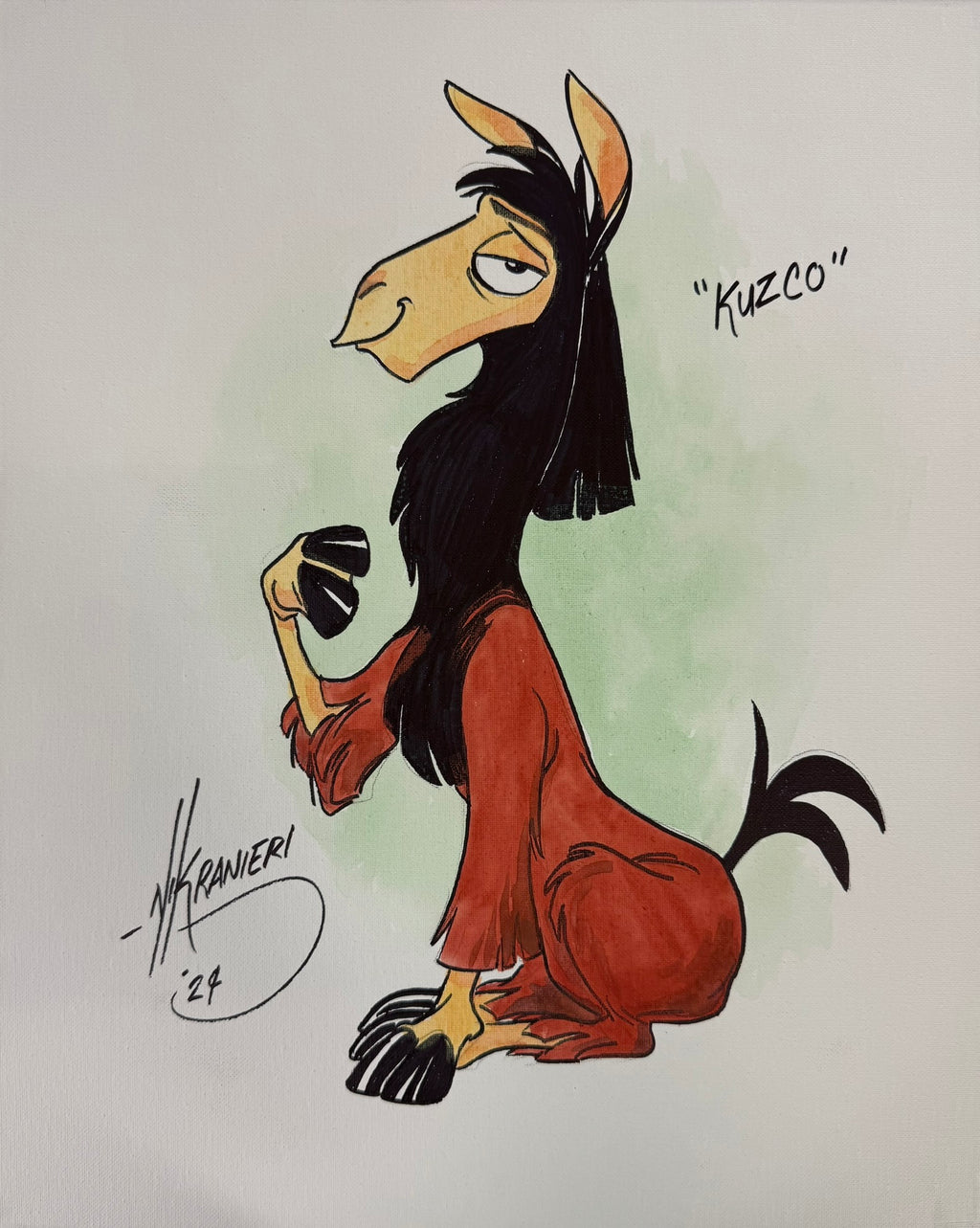 Nik Ranieri signed inscribed Original Artwork 16x20 canvas JSA Kuzco Disney
