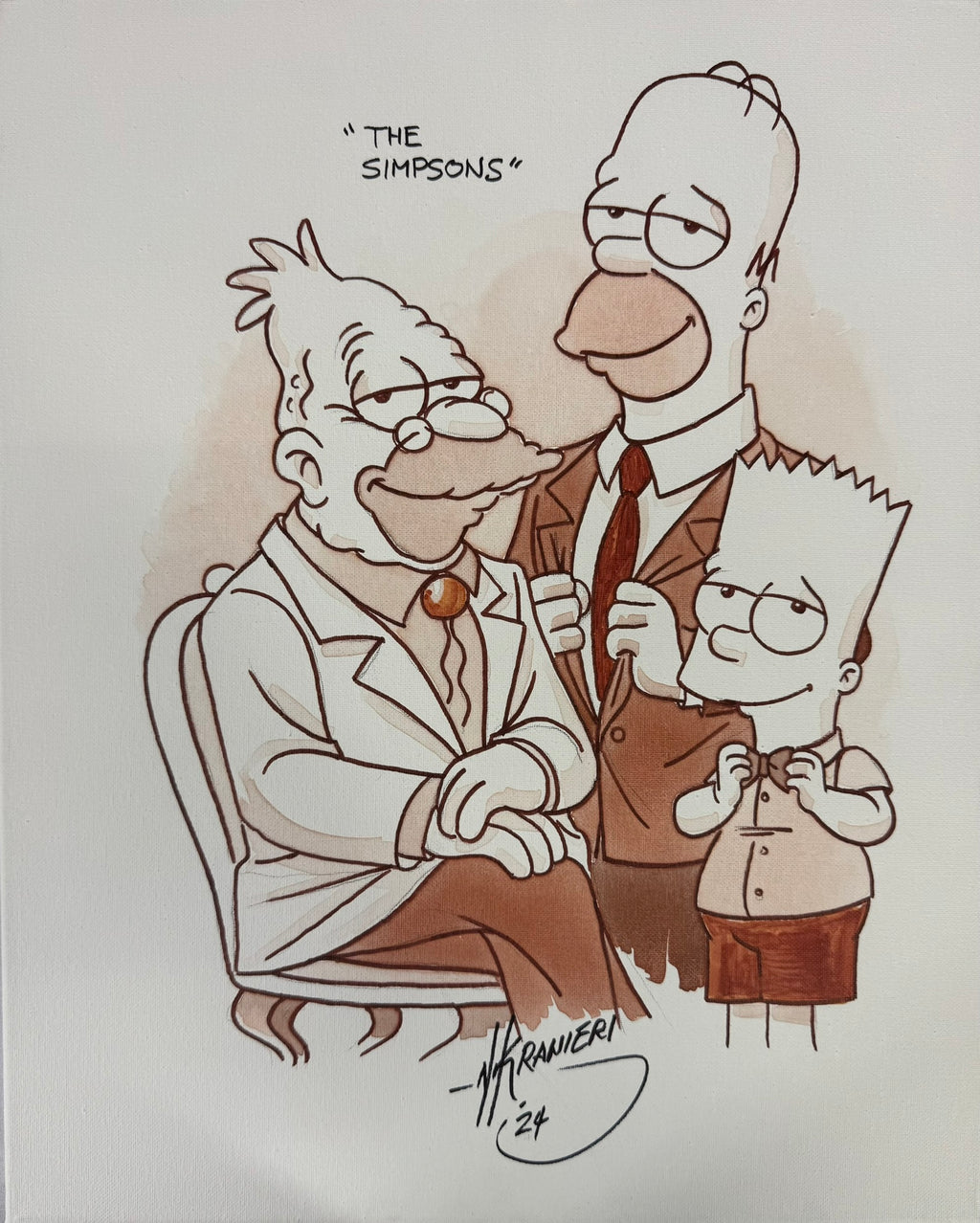 Nik Ranieri signed inscribed Original Artwork 16x20 canvas JSA The Simpsons