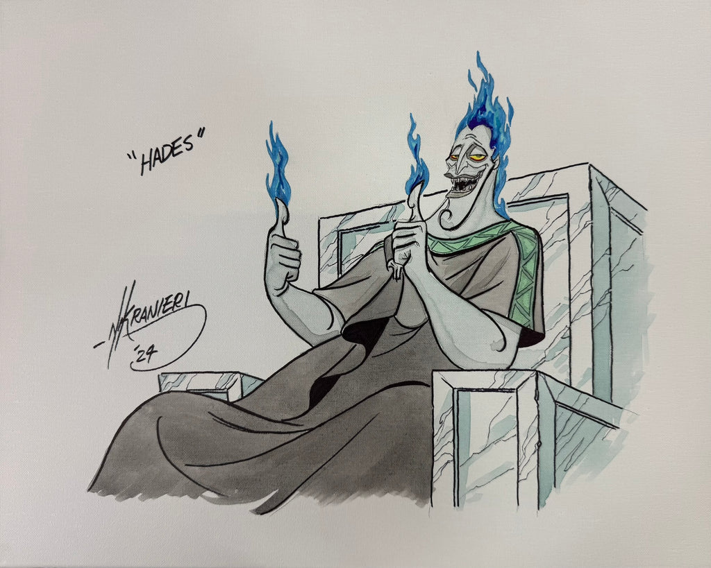 Nik Ranieri signed inscribed Original Artwork 16x20 canvas JSA Hades Hercules