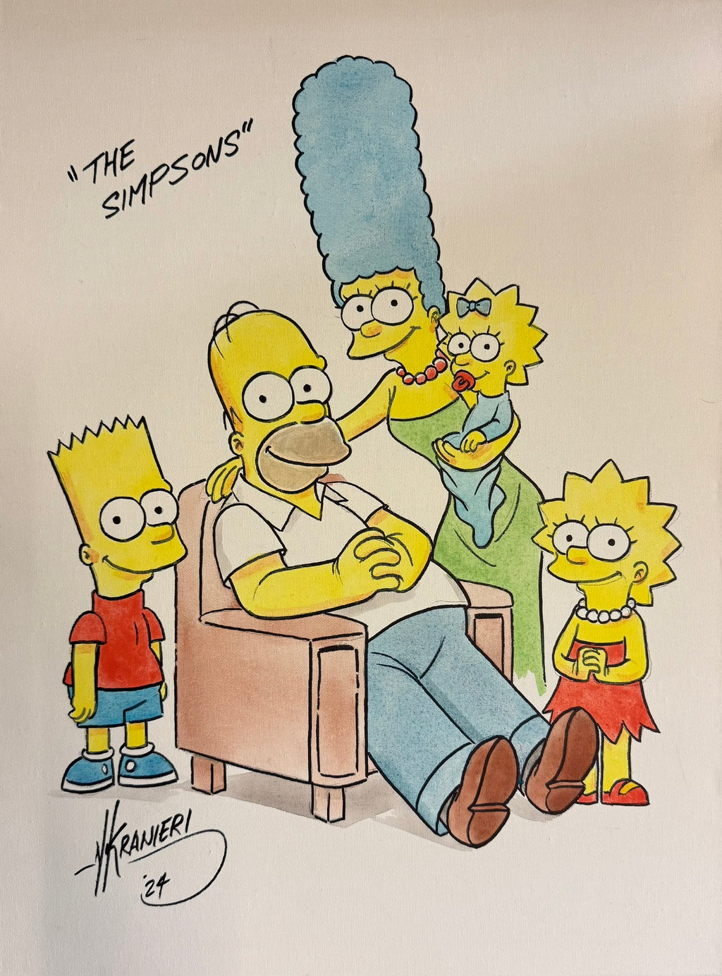 Nik Ranieri signed inscribed Original Artwork 18x24 canvas JSA The Simpsons