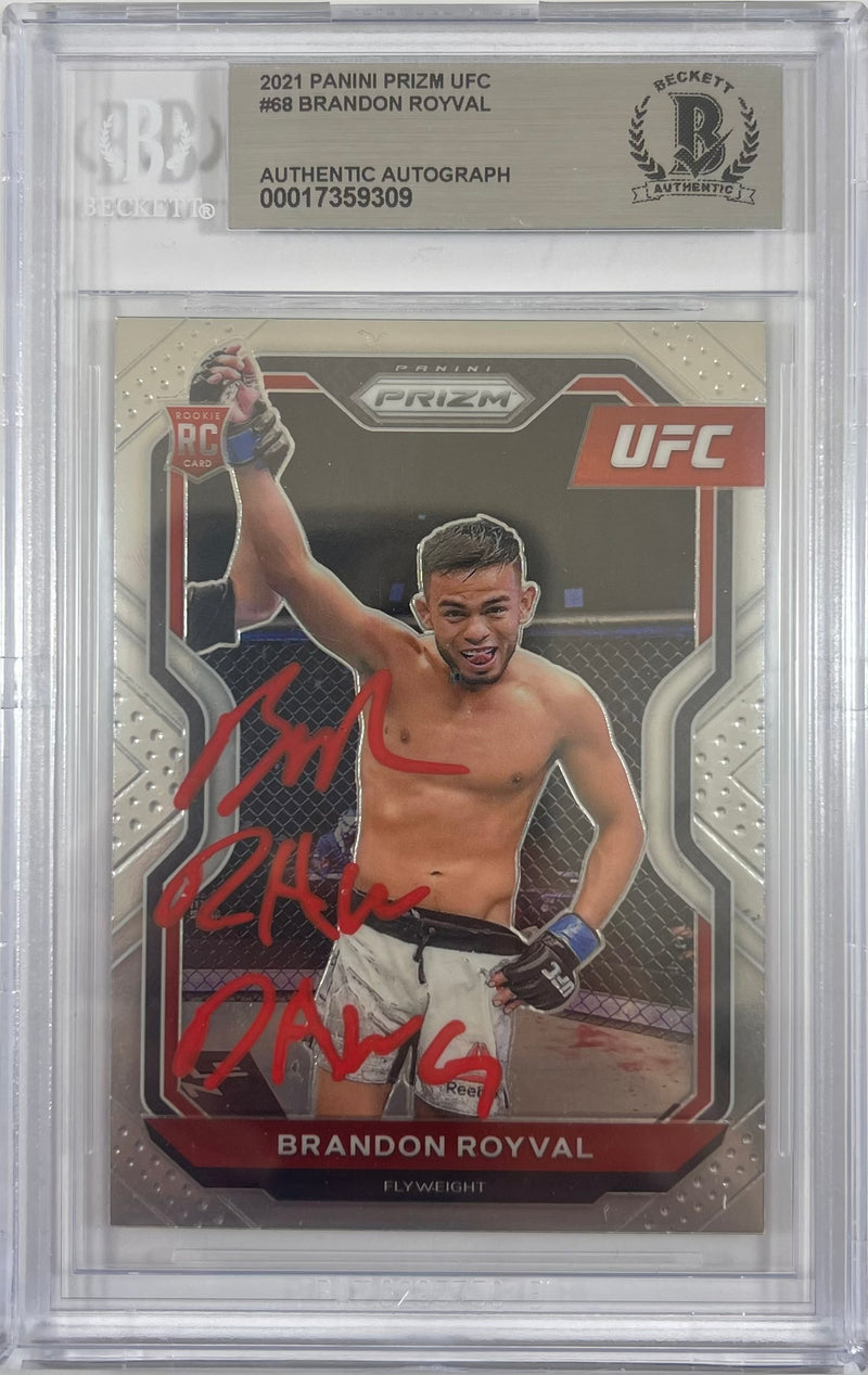 Brandon Royval autographed inscribed 2021 #68 Panini card UFC BAS Encapsulated