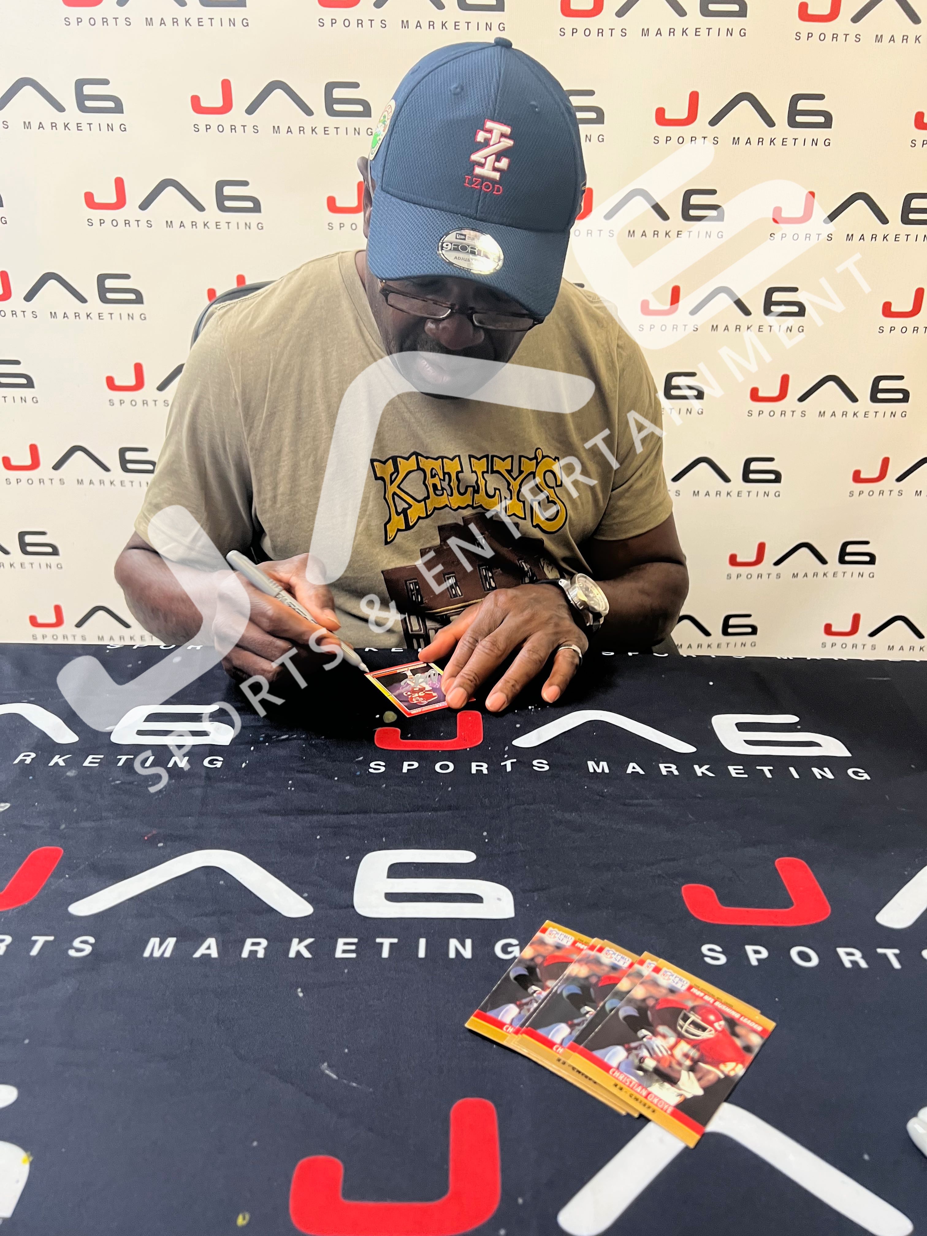 Christian Okoye auto NFL Pro Set 1989 Kansas City Chiefs BAS GM 10