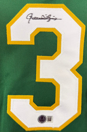 ROLLIE FINGERS AUTOGRAPHED CUSTOM GREEN PRO STYLE JERSEY BAS