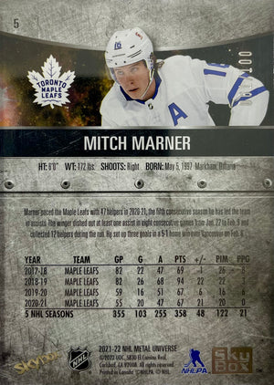 Mitch Marner 2022 Skybox #5 card 61/100 NHL Toronto Maple Leafs