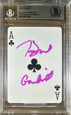 Tony Daniels autographed inscribed playing card BAS Encapsulated Gambit