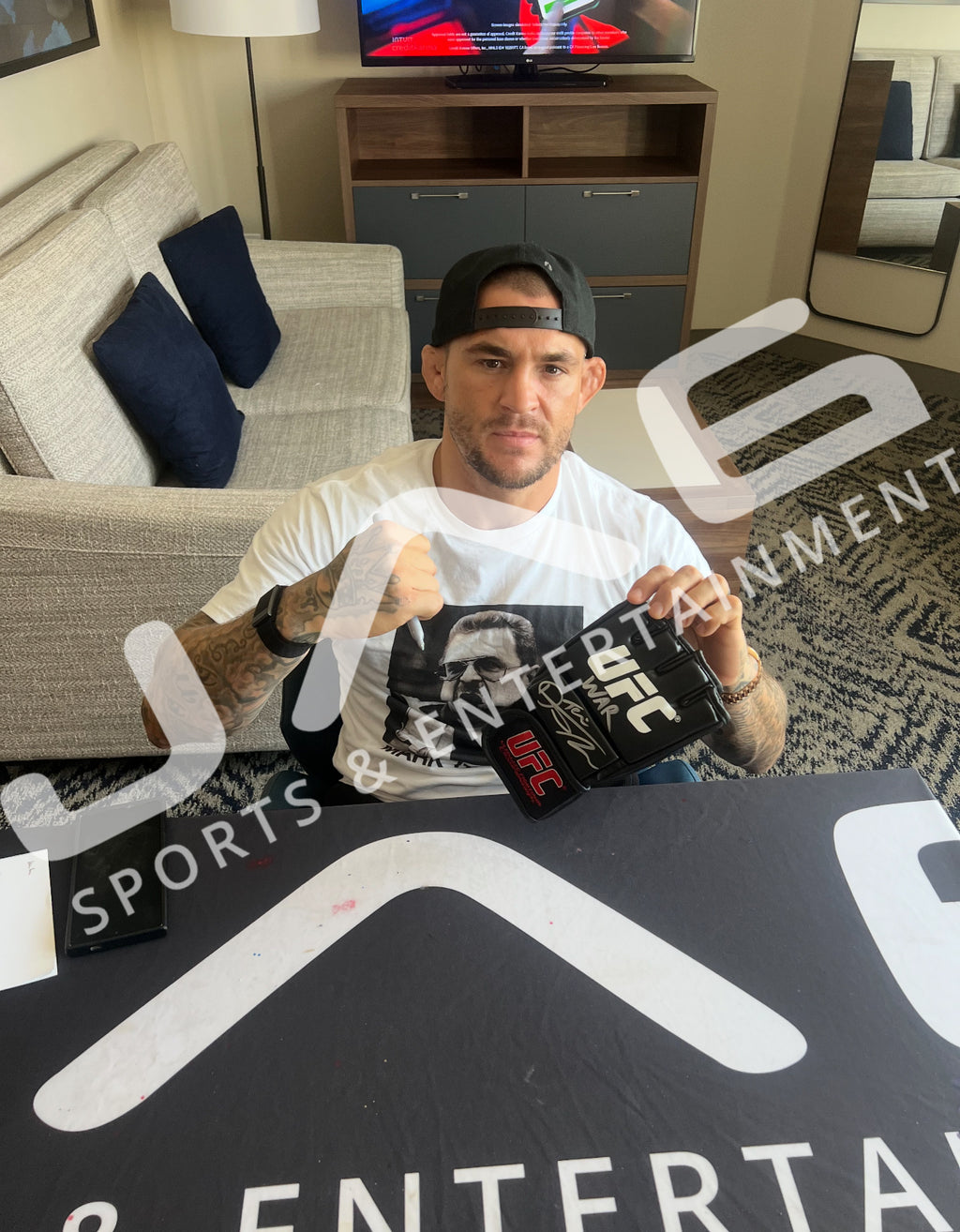 Dustin Poirier autographed signed inscribed glove UFC JSA The Diamond