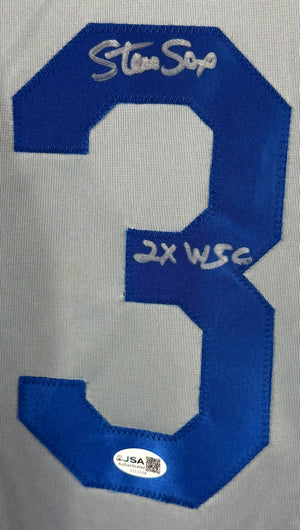 STEVE SAX SIGNED AUTOGRAPHED INSCRIBED GREY PRO STYLE JERSEY JSA COA