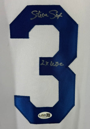 STEVE SAX SIGNED AUTOGRAPHED INSCRIBED WHITE PRO STYLE JERSEY JSA COA