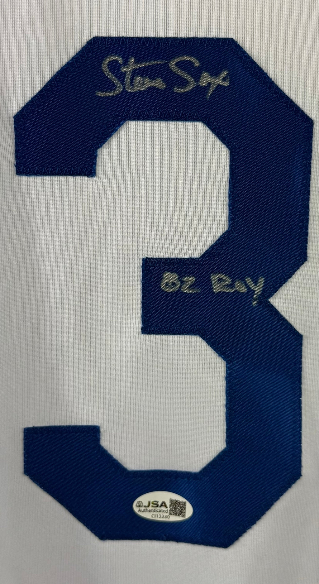 STEVE SAX SIGNED AUTOGRAPHED INSCRIBED WHITE PRO STYLE JERSEY JSA COA