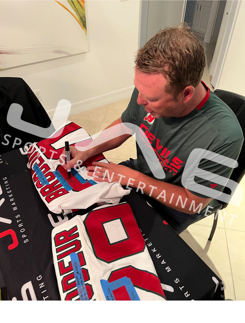 MARTIN BRODEUR AUTOGRAPHED SIGNED CUSTOM WHITE PRO STYLE JERSEY JSA