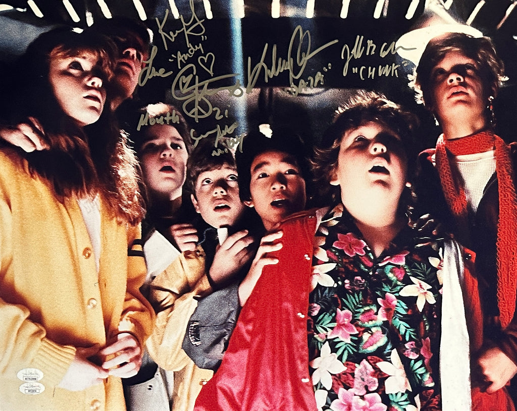 Cast signed inscribed The Goonies 16x20 photo JSA Witness Feldman KeQuan Green