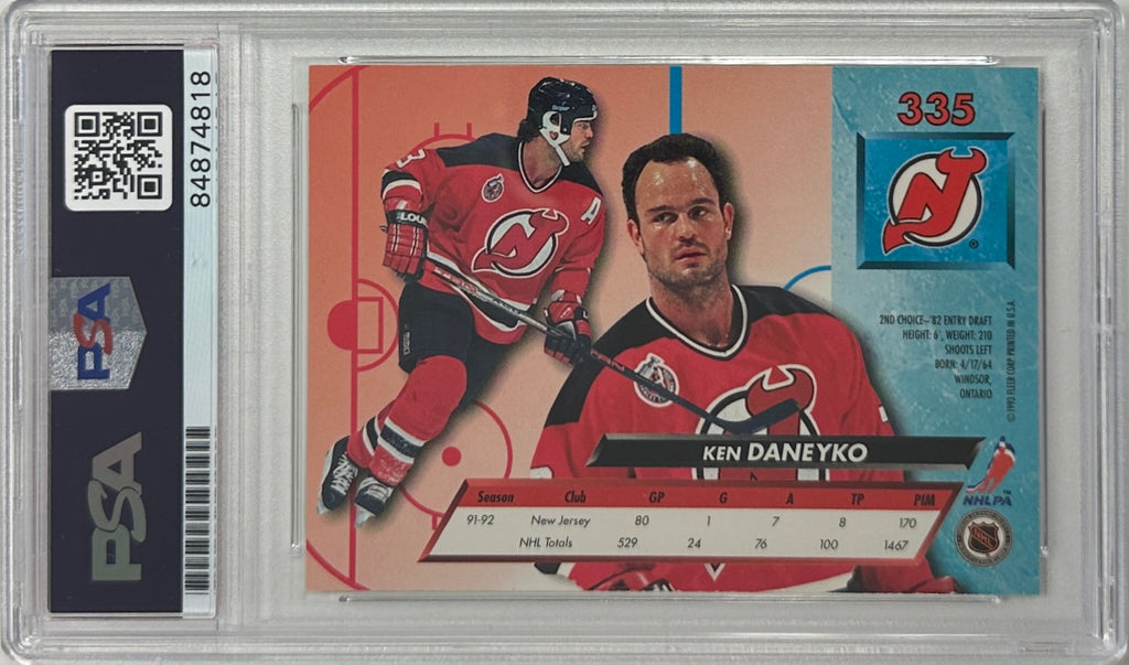 Ken Daneyko auto insc 1993 Fleer Ultra card PSA Encapsulated New Jersey Devils