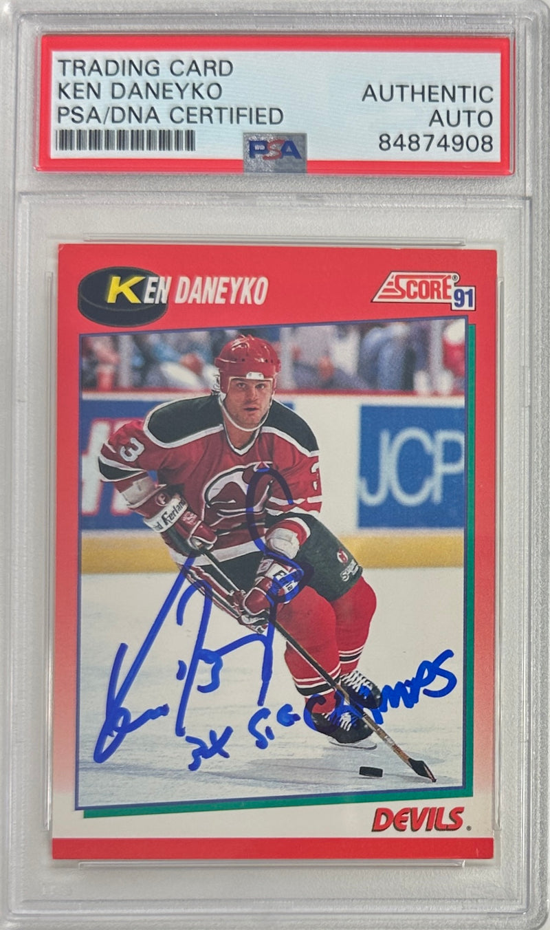 Ken Daneyko auto insc 1991 Score #46 card PSA Encapsulated New Jersey Devils