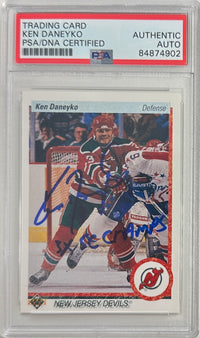 Ken Daneyko auto insc 1991 Upper Deck card PSA Encapsulated New Jersey Devils