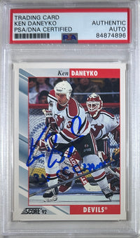 Ken Daneyko auto insc 1992 #53 Score card PSA Encapsulated New Jersey Devils