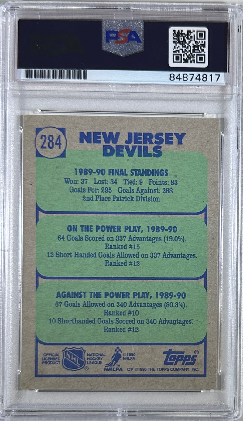 Ken Daneyko auto insc 1990 O-PEE-CHEE card PSA Encapsulated New Jersey Devils