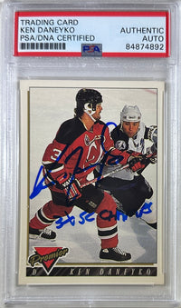 Ken Daneyko auto insc 1993 #236 Premier card PSA Encapsulated New Jersey Devils
