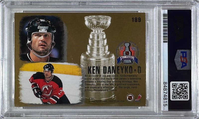 Ken Daneyko auto insc 1995 Fleer Ultra card PSA Encapsulated New Jersey Devils