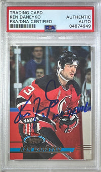 Ken Daneyko auto insc 1992 Topps Stadium Club #206 card PSA Encapsulated Devils