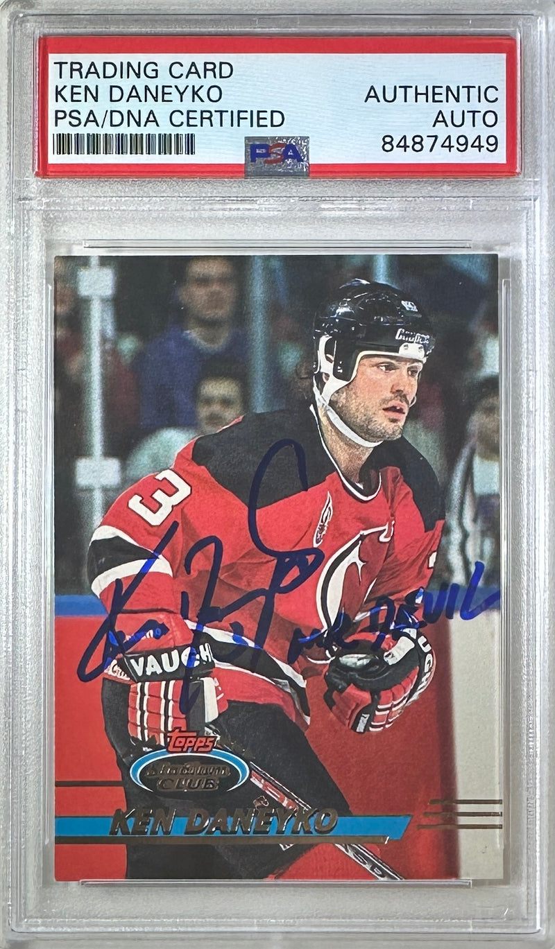 Ken Daneyko auto insc 1992 Topps Stadium Club #206 card PSA Encapsulated Devils