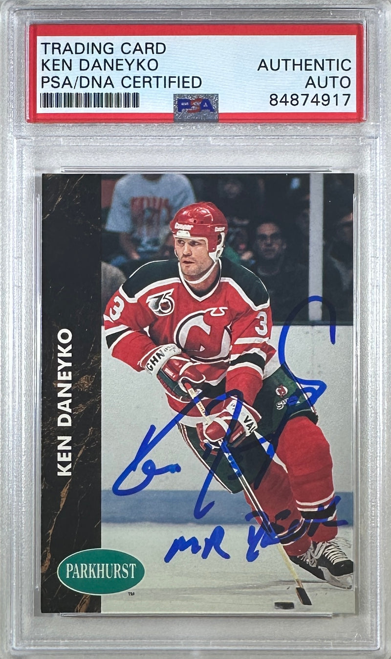 Ken Daneyko auto insc 1992 Pro Set card #317 PSA Encapsulated New Jersey Devils