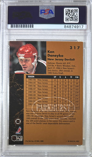 Ken Daneyko auto insc 1992 Pro Set card #317 PSA Encapsulated New Jersey Devils