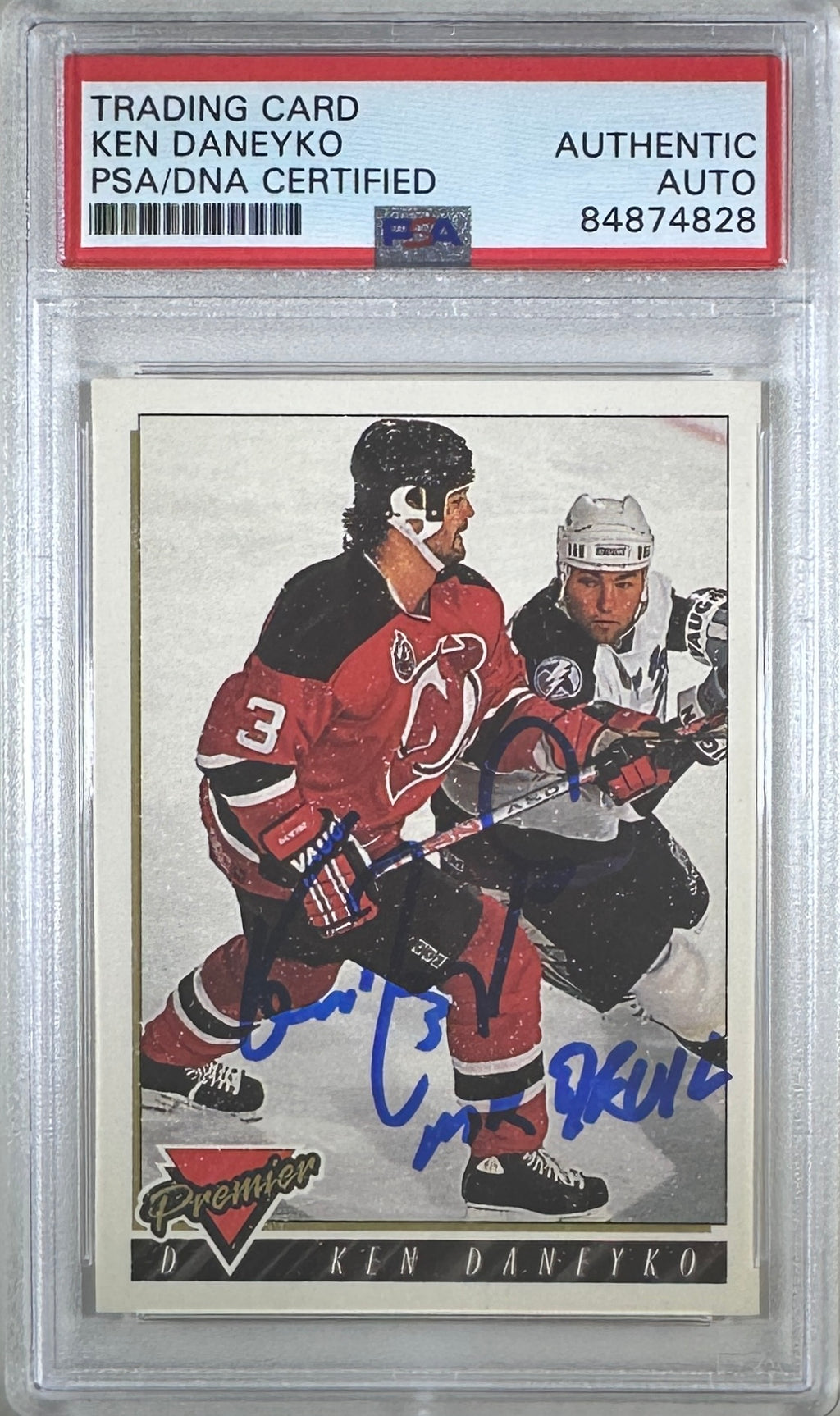 Ken Daneyko auto insc 1993 #236 Premier card PSA Encapsulated New Jersey Devils