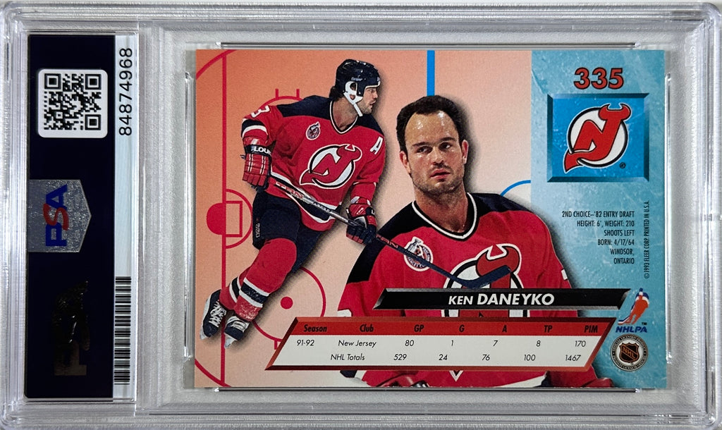 Ken Daneyko auto insc 1993 Fleer Ultra card PSA Encapsulated New Jersey Devils