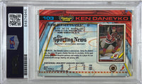 Ken Daneyko auto insc 1991 Topps Stadium Club #103 card PSA Encapsulated Devils