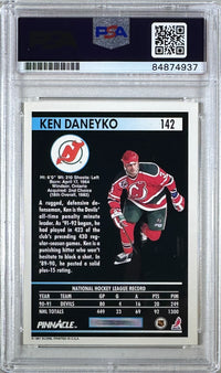 Ken Daneyko auto insc 1991 Pinnacle card #142 PSA Encapsulated New Jersey Devils