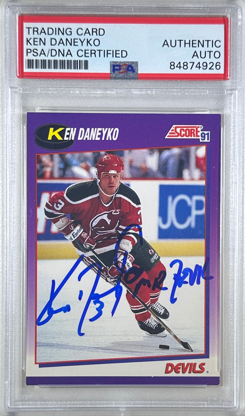 Ken Daneyko auto insc 1991 Score #46 card PSA Encapsulated New Jersey Devils