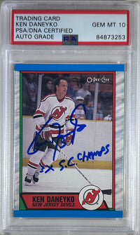 Ken Daneyko auto insc 1989 O-Pee-Chee #243 RC PSA Encap GEM Mint 10 Devils