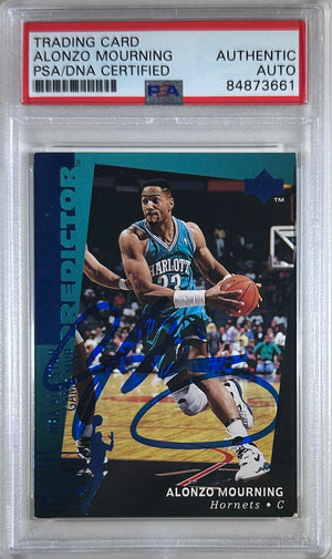 Alonzo Mourning auto signed 1994 #H7 Upper Deck card Charlotte Hornets PSA Encap