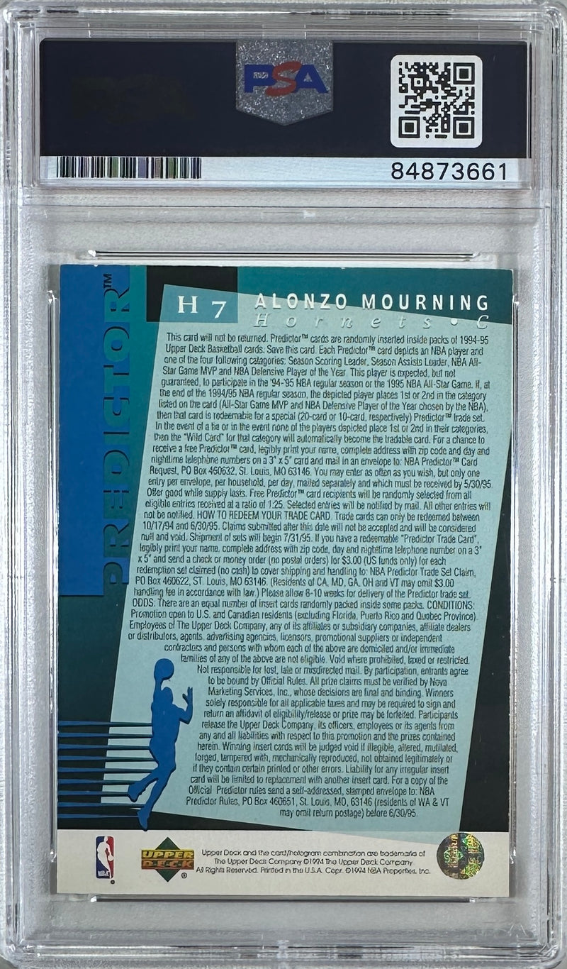 Alonzo Mourning auto signed 1994 #H7 Upper Deck card Charlotte Hornets PSA Encap