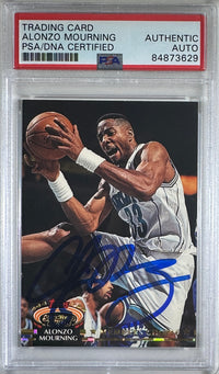 Alonzo Mourning auto signed 1993 #209 Topps card Charlotte Hornets PSA Encap