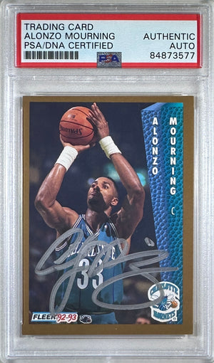 Alonzo Mourning auto signed 1992 #311 Fleer RC Charlotte Hornets PSA Encap