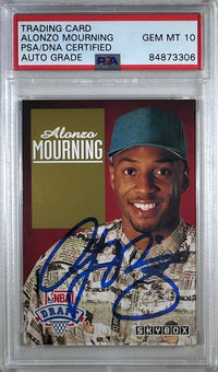 Alonzo Mourning auto 1993 Sky Box RC GEM Mint 10 Charlotte Hornets PSA Encap