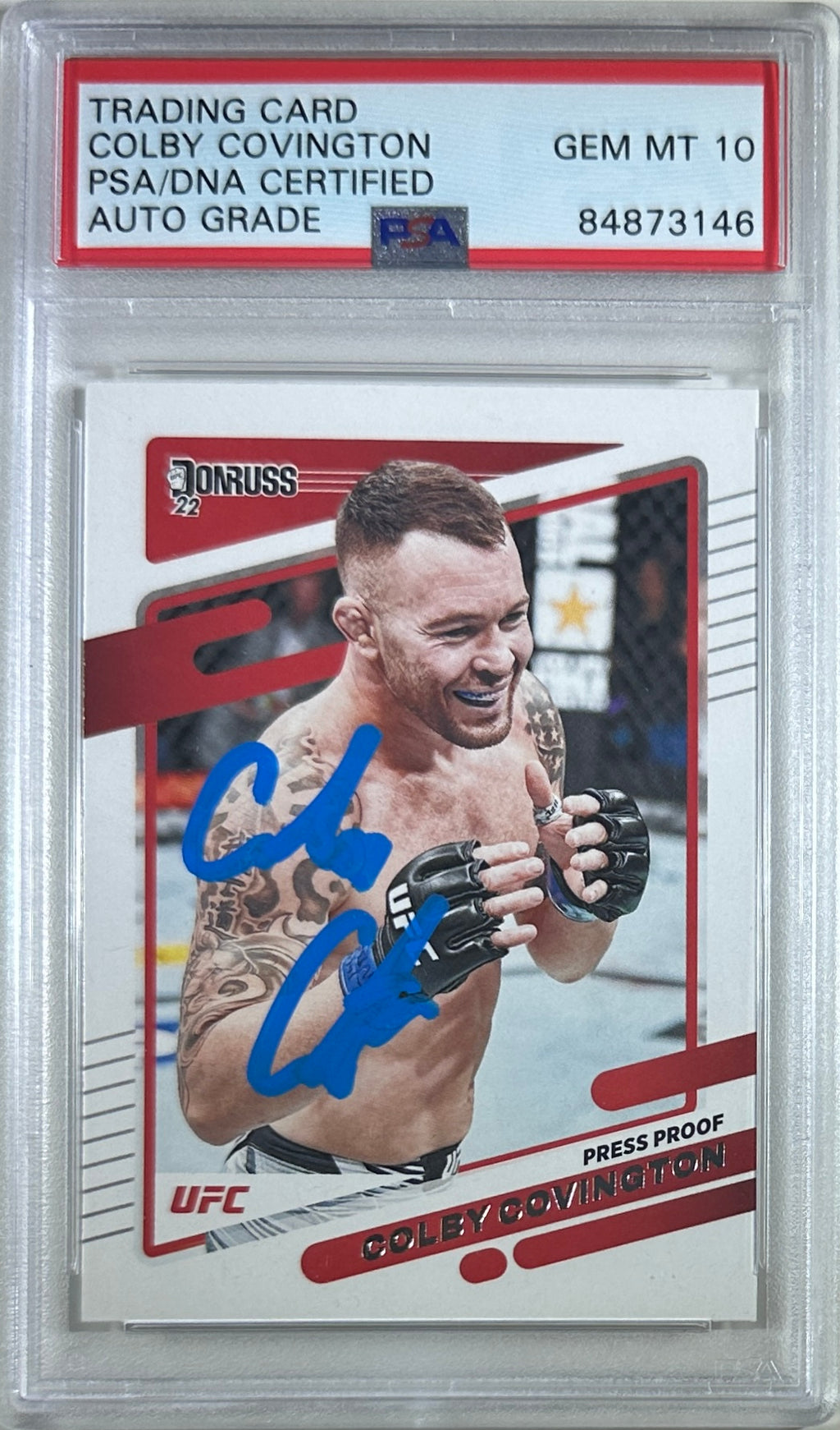 Colby Covington autographed 2022 Panini card #17 UFC PSA Encap GEM Mint 10