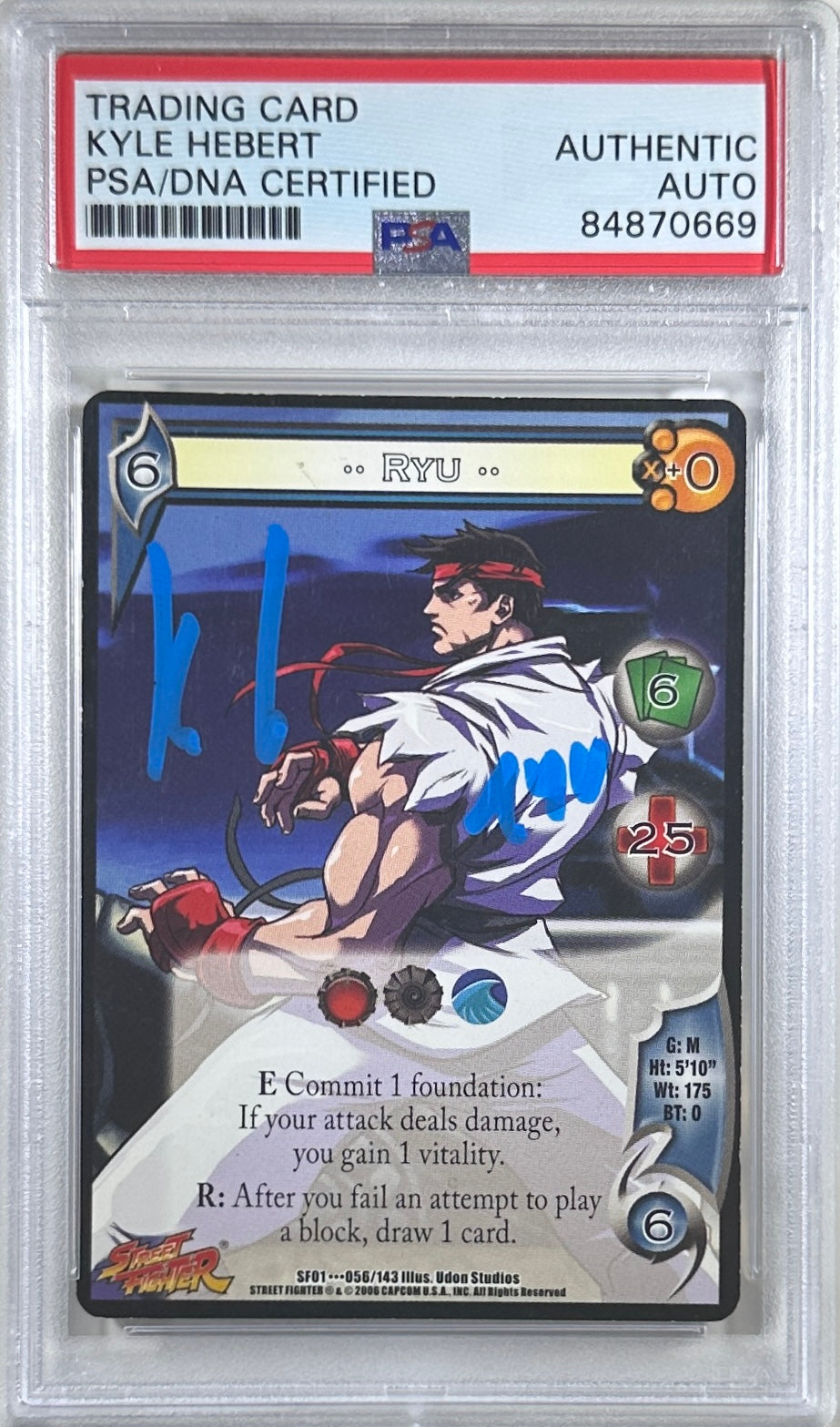 Kyle Hebert autographed signed inscribed Ryu Street Fighter card PSA Encap